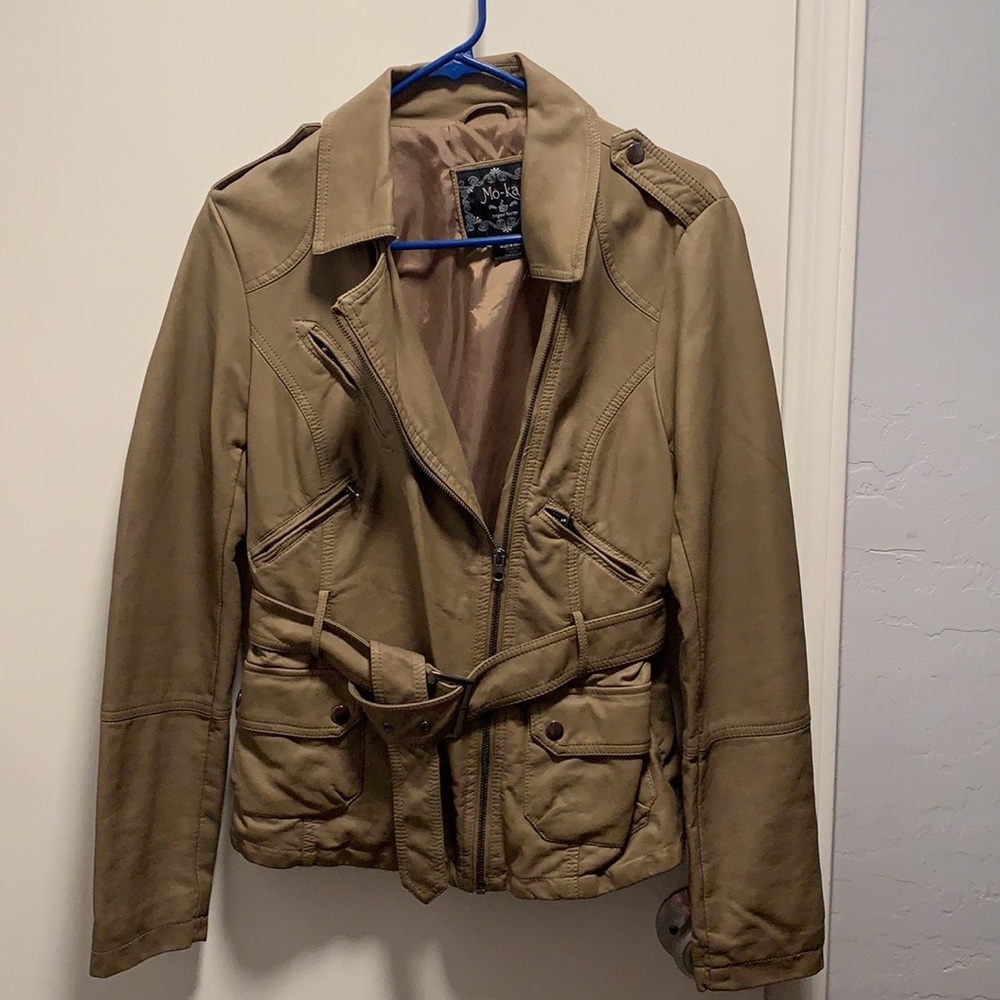 Brown/Gray faux leather jacket. Size medium